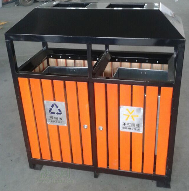 戶(hù)外環(huán)保鋼木分類(lèi)垃圾桶工廠(chǎng)生產(chǎn)圖